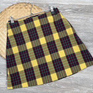 Aritzia Wilfred Plaid Skirt Yellow, Burgundy, Green